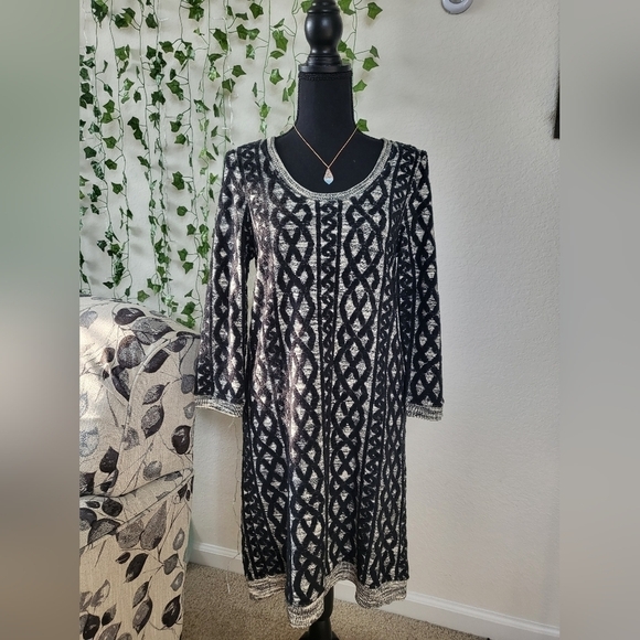 💚HP💚NWOT Anthropologie Moth Cotton/Wool Textured Abstract Sweater Dress - Picture 1 of 11